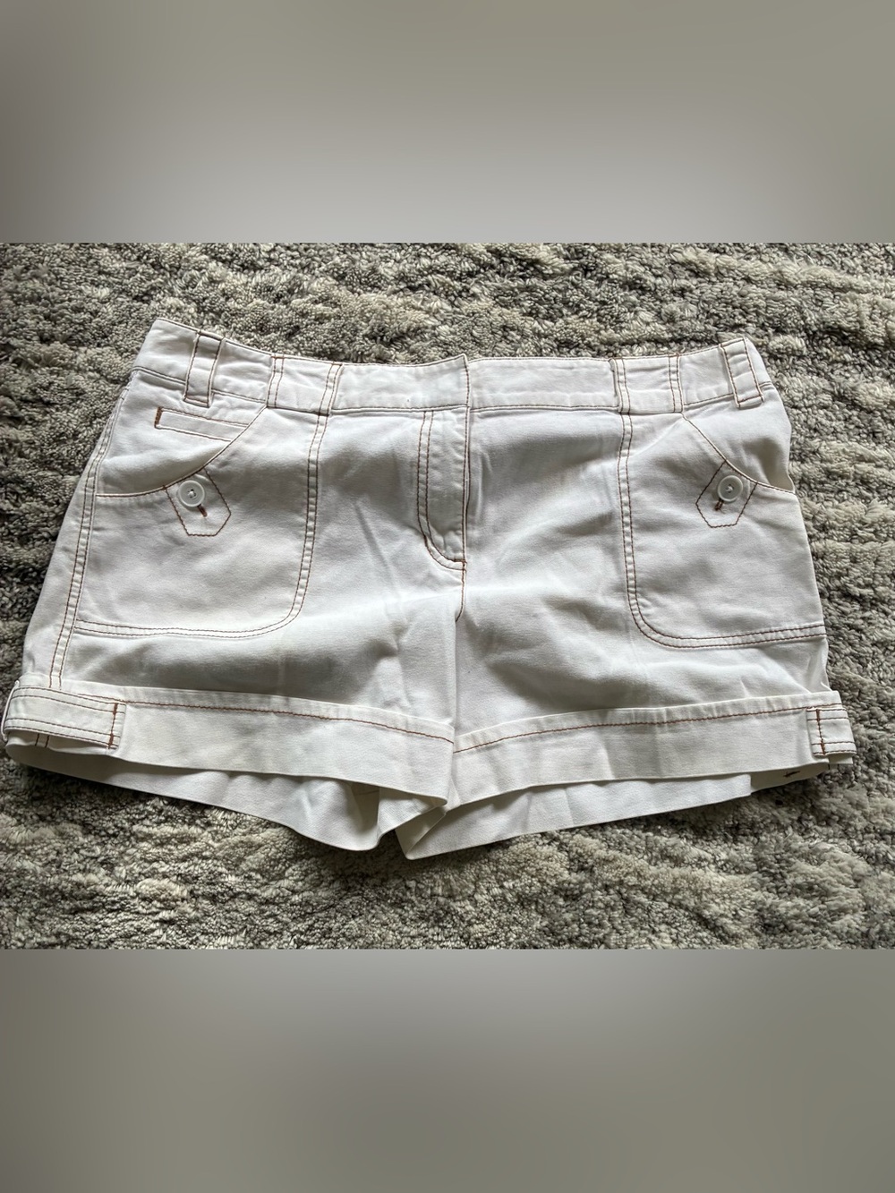 LOFT Cream High-Waist Cuffed Shorts